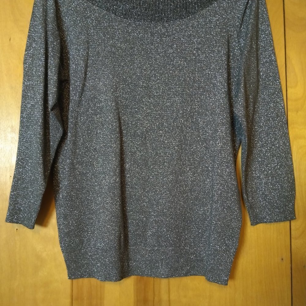 WORTHINGTON SIZE MEDIUM GRAY SILVER METALLIC 3/4 SLEEVE PULLOVER SHIRT NEW - Picture 3 of 5